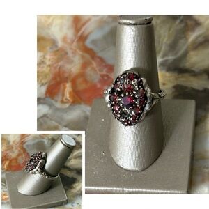 Sterling Silver Garnet Cluster Ring